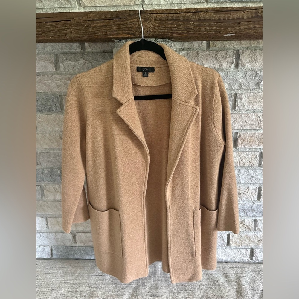 J.Crew Sophie Sweater Blazer | Tan | Small | Like New | Fall | Merino Wool - Picture 3 of 7